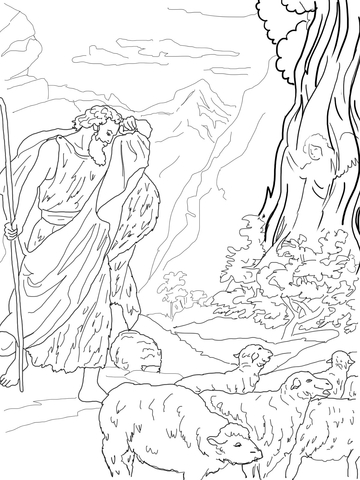 God Speaks To Moses Coloring Page